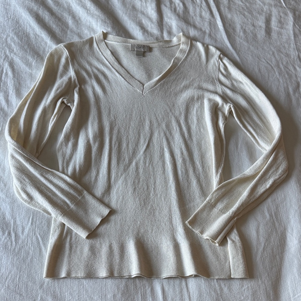Cream V-Neck Sweater